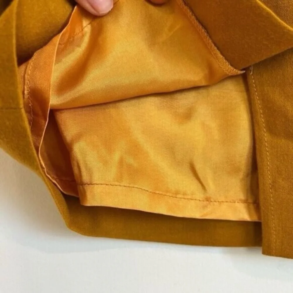 Vintage Denise Petites Womens 10 100% Pure Wool Pleated Slit Skirt Yellow - Picture 9 of 10